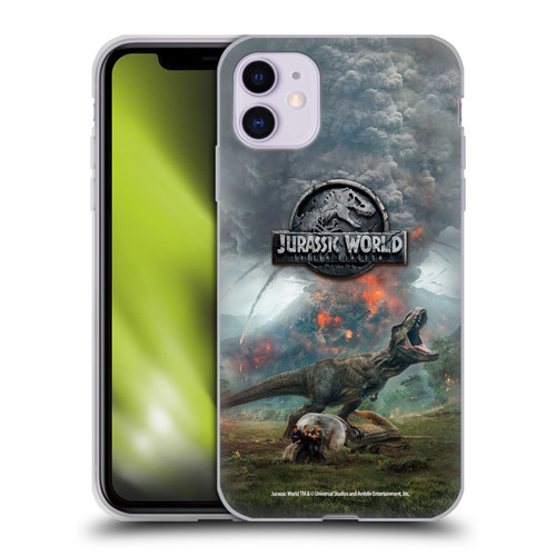 Jurassic World Fallen Kingdom Key Art T-Rex Volcano Soft Gel Case for Apple iPhone 11