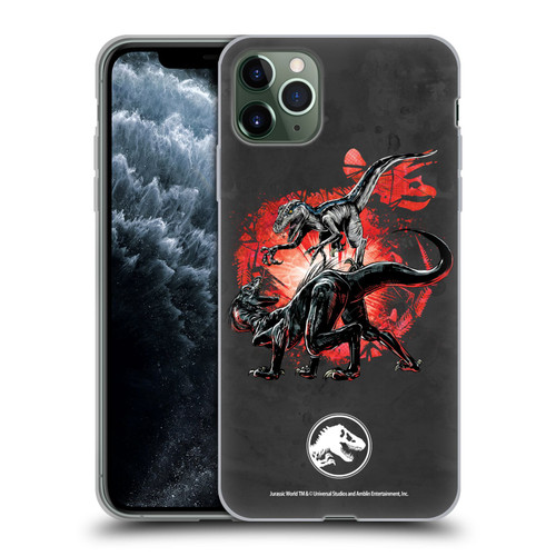Jurassic World Fallen Kingdom Key Art Raptors Battle Soft Gel Case for Apple iPhone 11 Pro Max