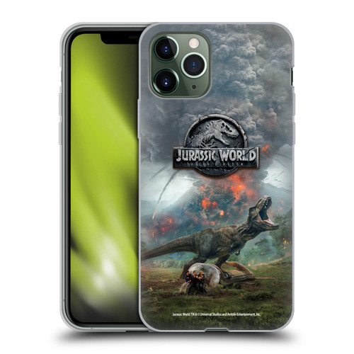 Jurassic World Fallen Kingdom Key Art T-Rex Volcano Soft Gel Case for Apple iPhone 11 Pro