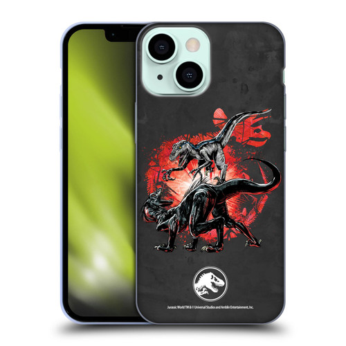 Jurassic World Fallen Kingdom Key Art Raptors Battle Soft Gel Case for Apple iPhone 13 Mini