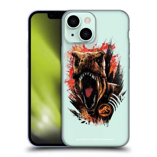 Jurassic World Fallen Kingdom Key Art T-Rex Art Soft Gel Case for Apple iPhone 13 Mini