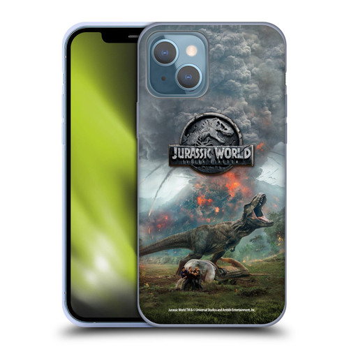 Jurassic World Fallen Kingdom Key Art T-Rex Volcano Soft Gel Case for Apple iPhone 13