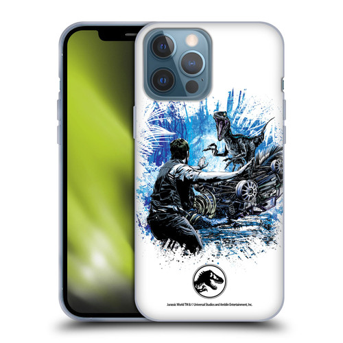 Jurassic World Fallen Kingdom Key Art Blue & Owen Distressed Look Soft Gel Case for Apple iPhone 13 Pro Max