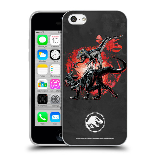 Jurassic World Fallen Kingdom Key Art Raptors Battle Soft Gel Case for Apple iPhone 5c