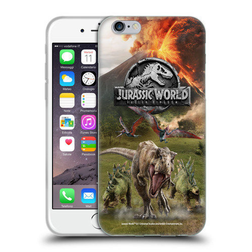 Jurassic World Fallen Kingdom Key Art Dinosaurs Escape Soft Gel Case for Apple iPhone 6 / iPhone 6s