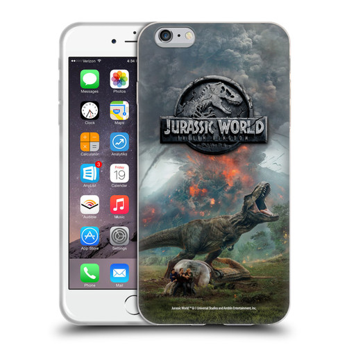 Jurassic World Fallen Kingdom Key Art T-Rex Volcano Soft Gel Case for Apple iPhone 6 Plus / iPhone 6s Plus