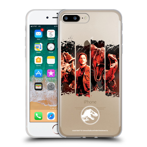Jurassic World Fallen Kingdom Key Art Character Frame Soft Gel Case for Apple iPhone 7 Plus / iPhone 8 Plus