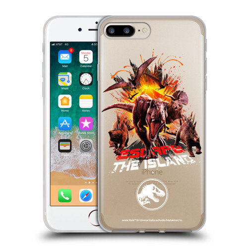 Jurassic World Fallen Kingdom Key Art Dinosaurs Escape Island Soft Gel Case for Apple iPhone 7 Plus / iPhone 8 Plus