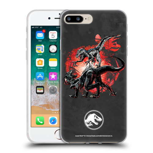 Jurassic World Fallen Kingdom Key Art Raptors Battle Soft Gel Case for Apple iPhone 7 Plus / iPhone 8 Plus