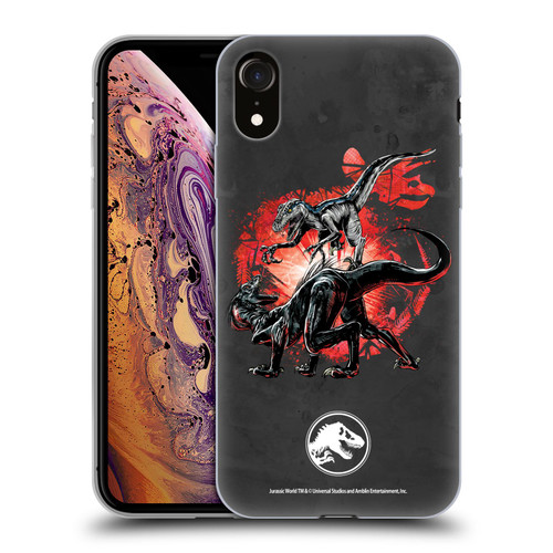 Jurassic World Fallen Kingdom Key Art Raptors Battle Soft Gel Case for Apple iPhone XR