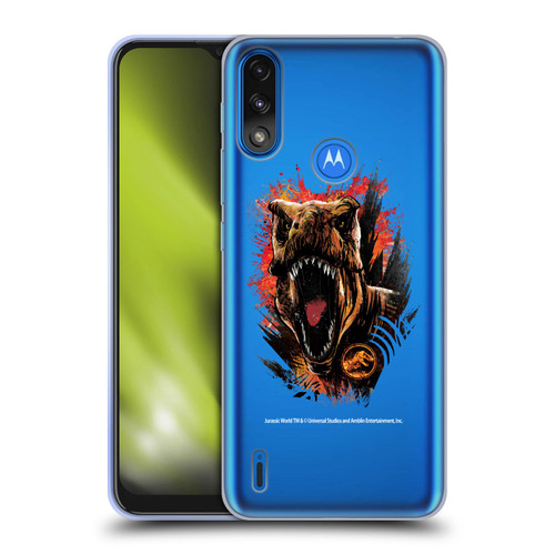 Jurassic World Fallen Kingdom Key Art T-Rex Art Soft Gel Case for Motorola Moto E7 Power / Moto E7i Power