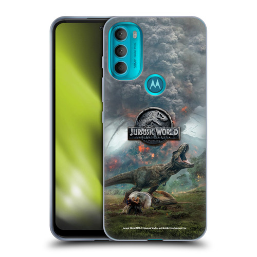 Jurassic World Fallen Kingdom Key Art T-Rex Volcano Soft Gel Case for Motorola Moto G71 5G