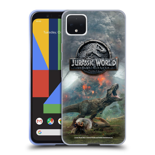 Jurassic World Fallen Kingdom Key Art T-Rex Volcano Soft Gel Case for Google Pixel 4 XL