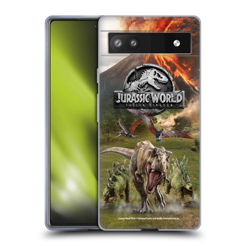 Jurassic World Fallen Kingdom Key Art Dinosaurs Escape Soft Gel Case for Google Pixel 6a