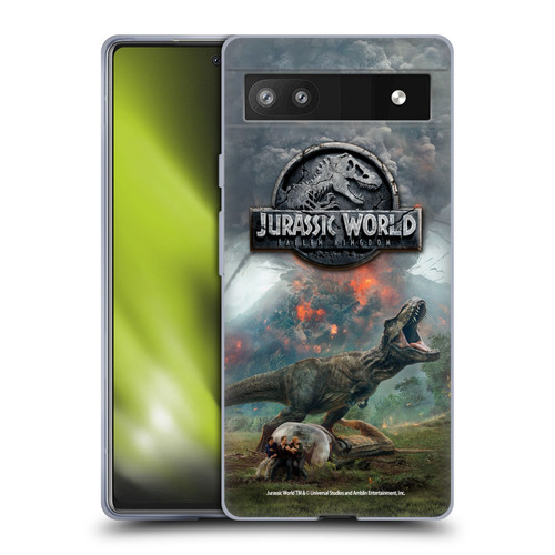 Jurassic World Fallen Kingdom Key Art T-Rex Volcano Soft Gel Case for Google Pixel 6a