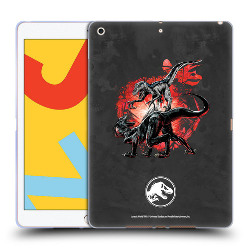 Jurassic World Fallen Kingdom Key Art Raptors Battle Soft Gel Case for Apple iPad 10.2 2019/2020/2021