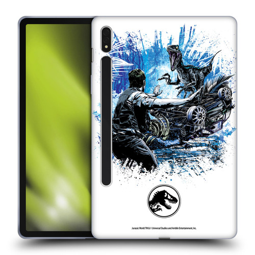Jurassic World Fallen Kingdom Key Art Blue & Owen Distressed Look Soft Gel Case for Samsung Galaxy Tab S8