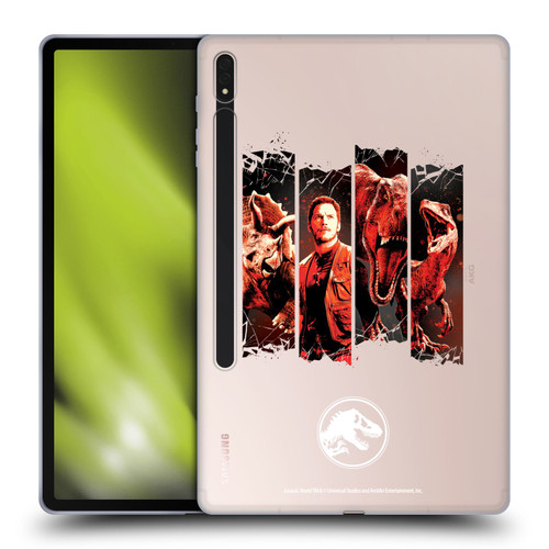 Jurassic World Fallen Kingdom Key Art Character Frame Soft Gel Case for Samsung Galaxy Tab S8 Plus