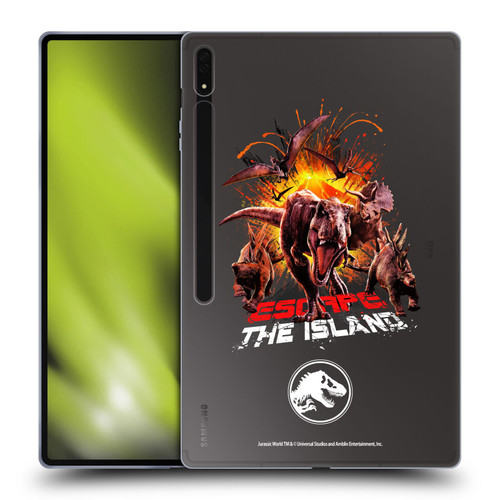 Jurassic World Fallen Kingdom Key Art Dinosaurs Escape Island Soft Gel Case for Samsung Galaxy Tab S8 Ultra