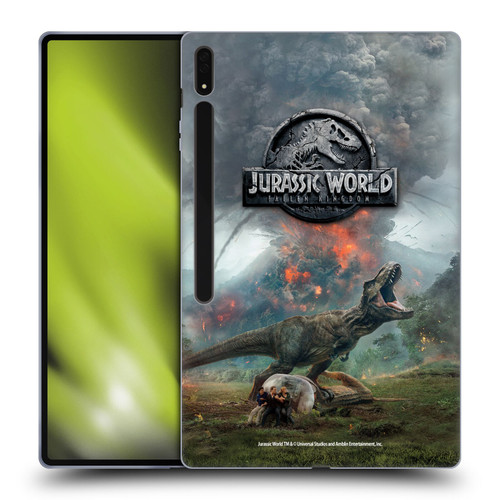 Jurassic World Fallen Kingdom Key Art T-Rex Volcano Soft Gel Case for Samsung Galaxy Tab S8 Ultra