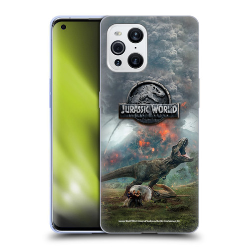 Jurassic World Fallen Kingdom Key Art T-Rex Volcano Soft Gel Case for OPPO Find X3 / Pro