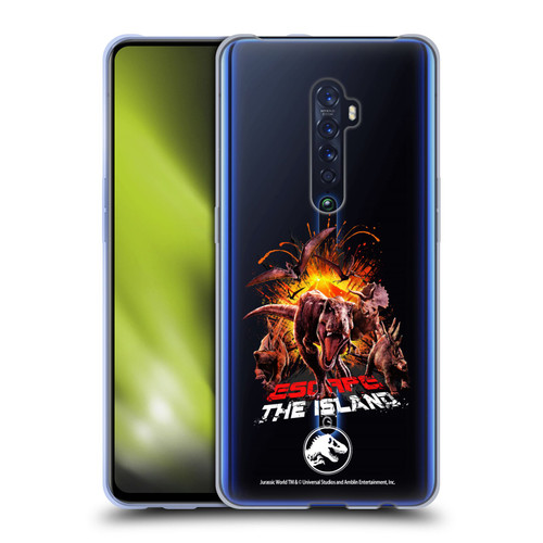 Jurassic World Fallen Kingdom Key Art Dinosaurs Escape Island Soft Gel Case for OPPO Reno 2