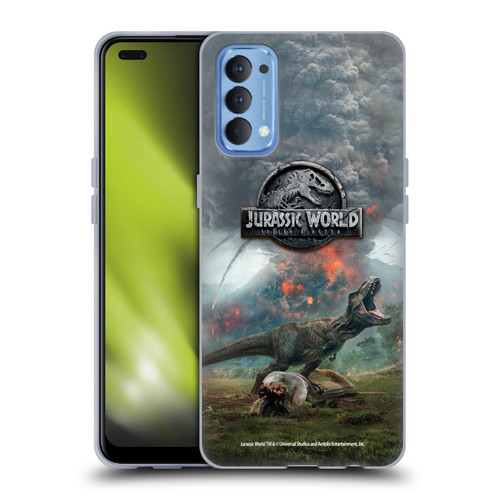 Jurassic World Fallen Kingdom Key Art T-Rex Volcano Soft Gel Case for OPPO Reno 4 5G