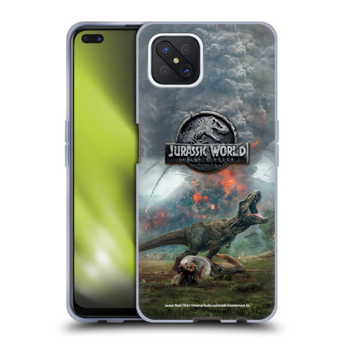 Jurassic World Fallen Kingdom Key Art T-Rex Volcano Soft Gel Case for OPPO Reno4 Z 5G
