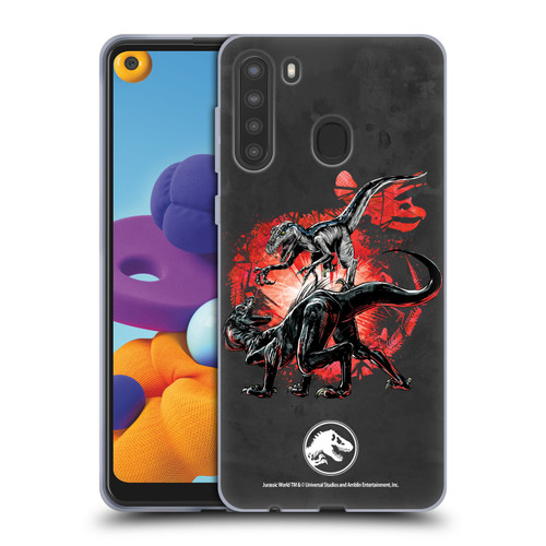 Jurassic World Fallen Kingdom Key Art Raptors Battle Soft Gel Case for Samsung Galaxy A21 (2020)