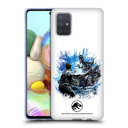 Jurassic World Fallen Kingdom Key Art Blue & Owen Distressed Look Soft Gel Case for Samsung Galaxy A71 (2019)