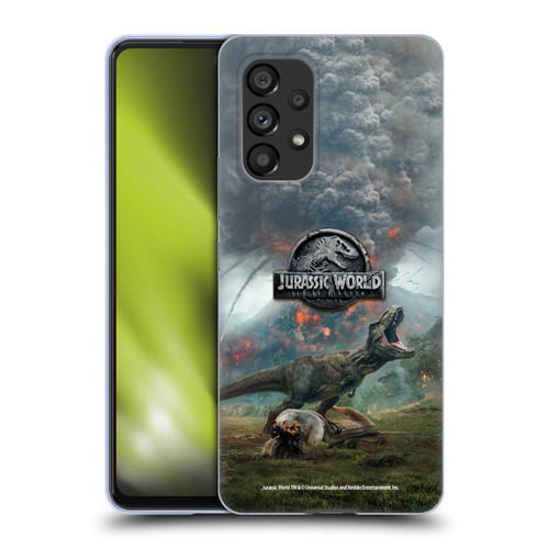 Jurassic World Fallen Kingdom Key Art T-Rex Volcano Soft Gel Case for Samsung Galaxy A53 5G (2022)