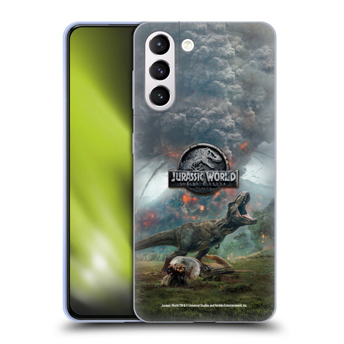 Jurassic World Fallen Kingdom Key Art T-Rex Volcano Soft Gel Case for Samsung Galaxy S21+ 5G
