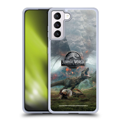 Jurassic World Fallen Kingdom Key Art T-Rex Volcano Soft Gel Case for Samsung Galaxy S21+ 5G