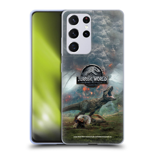 Jurassic World Fallen Kingdom Key Art T-Rex Volcano Soft Gel Case for Samsung Galaxy S21 Ultra 5G