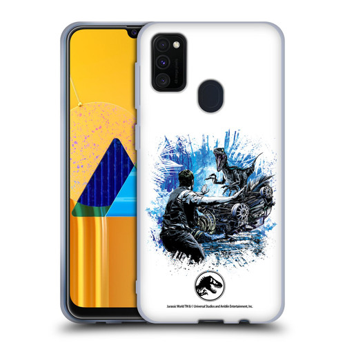 Jurassic World Fallen Kingdom Key Art Blue & Owen Distressed Look Soft Gel Case for Samsung Galaxy M30s (2019)/M21 (2020)