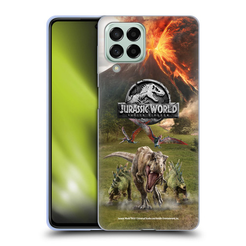 Jurassic World Fallen Kingdom Key Art Dinosaurs Escape Soft Gel Case for Samsung Galaxy M53 (2022)