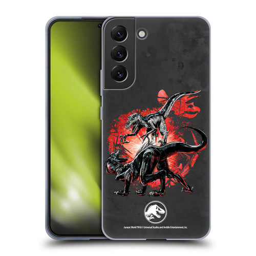 Jurassic World Fallen Kingdom Key Art Raptors Battle Soft Gel Case for Samsung Galaxy S22+ 5G