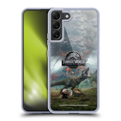 Jurassic World Fallen Kingdom Key Art T-Rex Volcano Soft Gel Case for Samsung Galaxy S22+ 5G