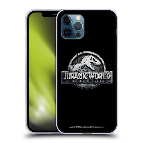 Jurassic World Fallen Kingdom Logo Plain Black Soft Gel Case for Apple iPhone 12 / iPhone 12 Pro