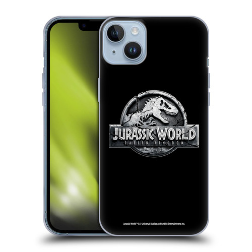 Jurassic World Fallen Kingdom Logo Plain Black Soft Gel Case for Apple iPhone 14 Plus