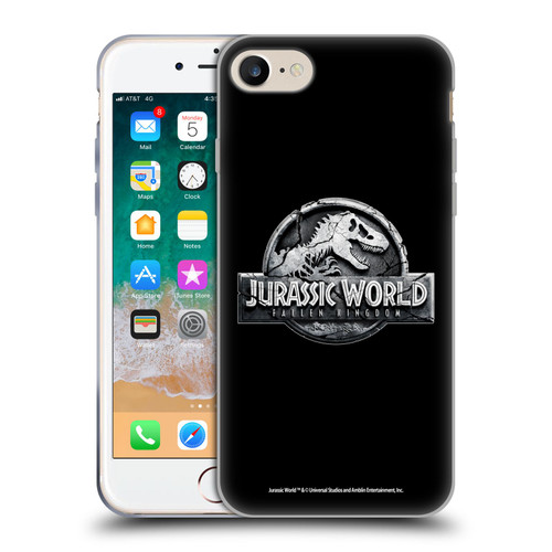 Jurassic World Fallen Kingdom Logo Plain Black Soft Gel Case for Apple iPhone 7 / 8 / SE 2020 & 2022