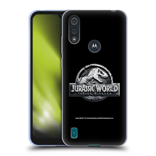 Jurassic World Fallen Kingdom Logo Plain Black Soft Gel Case for Motorola Moto E6s (2020)