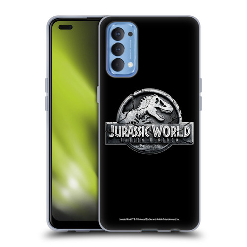 Jurassic World Fallen Kingdom Logo Plain Black Soft Gel Case for OPPO Reno 4 5G