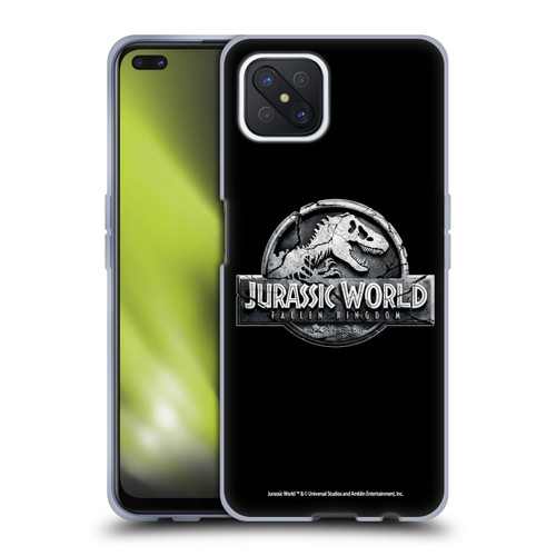 Jurassic World Fallen Kingdom Logo Plain Black Soft Gel Case for OPPO Reno4 Z 5G