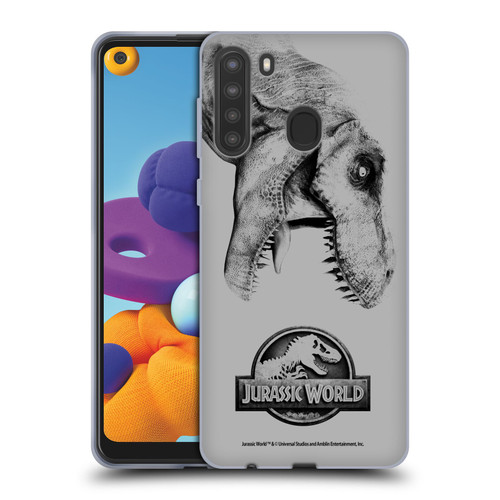 Jurassic World Fallen Kingdom Logo T-Rex Soft Gel Case for Samsung Galaxy A21 (2020)