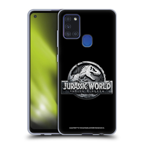 Jurassic World Fallen Kingdom Logo Plain Black Soft Gel Case for Samsung Galaxy A21s (2020)