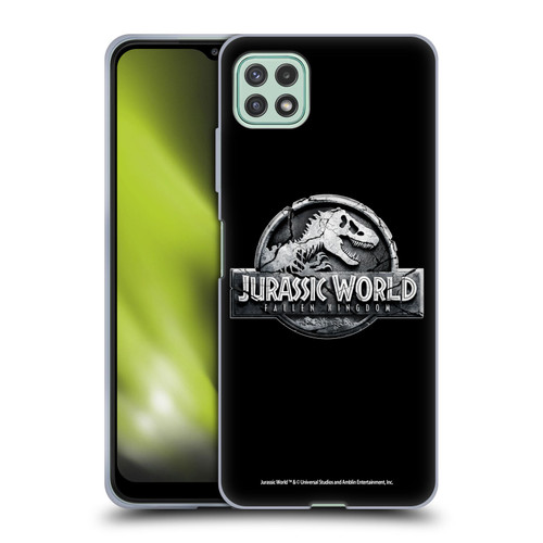 Jurassic World Fallen Kingdom Logo Plain Black Soft Gel Case for Samsung Galaxy A22 5G / F42 5G (2021)
