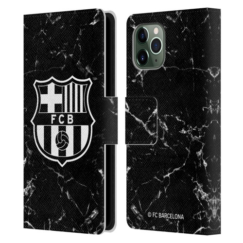 FC Barcelona Crest Patterns Black Marble Leather Book Wallet Case Cover For Apple iPhone 11 Pro