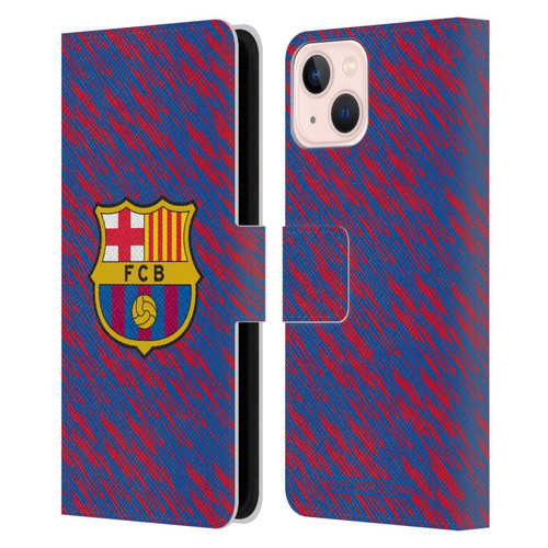 FC Barcelona Crest Patterns Glitch Leather Book Wallet Case Cover For Apple iPhone 13