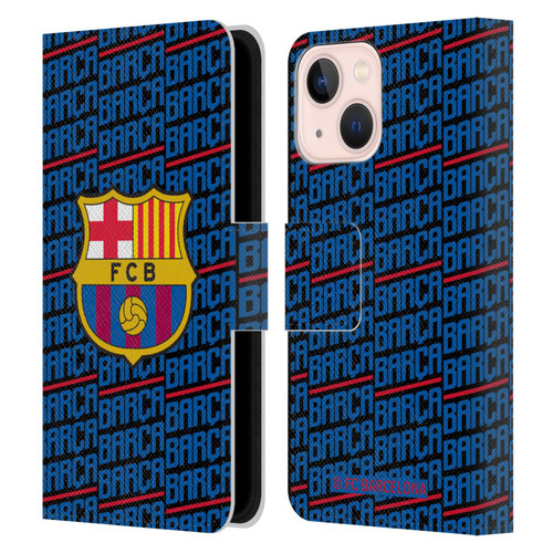 FC Barcelona Crest Patterns Barca Leather Book Wallet Case Cover For Apple iPhone 13 Mini